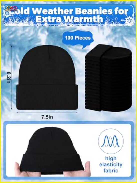 Bulk Winter Beanies and Gloves Set 100 Pack Unisex Hats Gloves for Charity